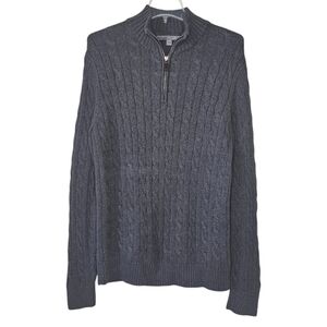 Old Navy Gray Pullover Cable Knit Collared Quarter Zip Size Medium